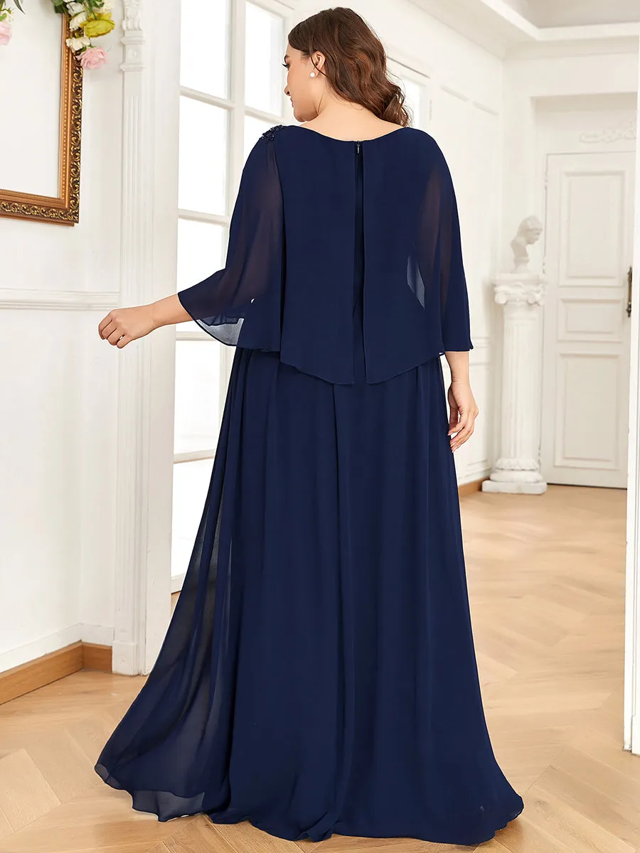 Robe Mère De La Mariée Musseline Manches Cloche Maxi