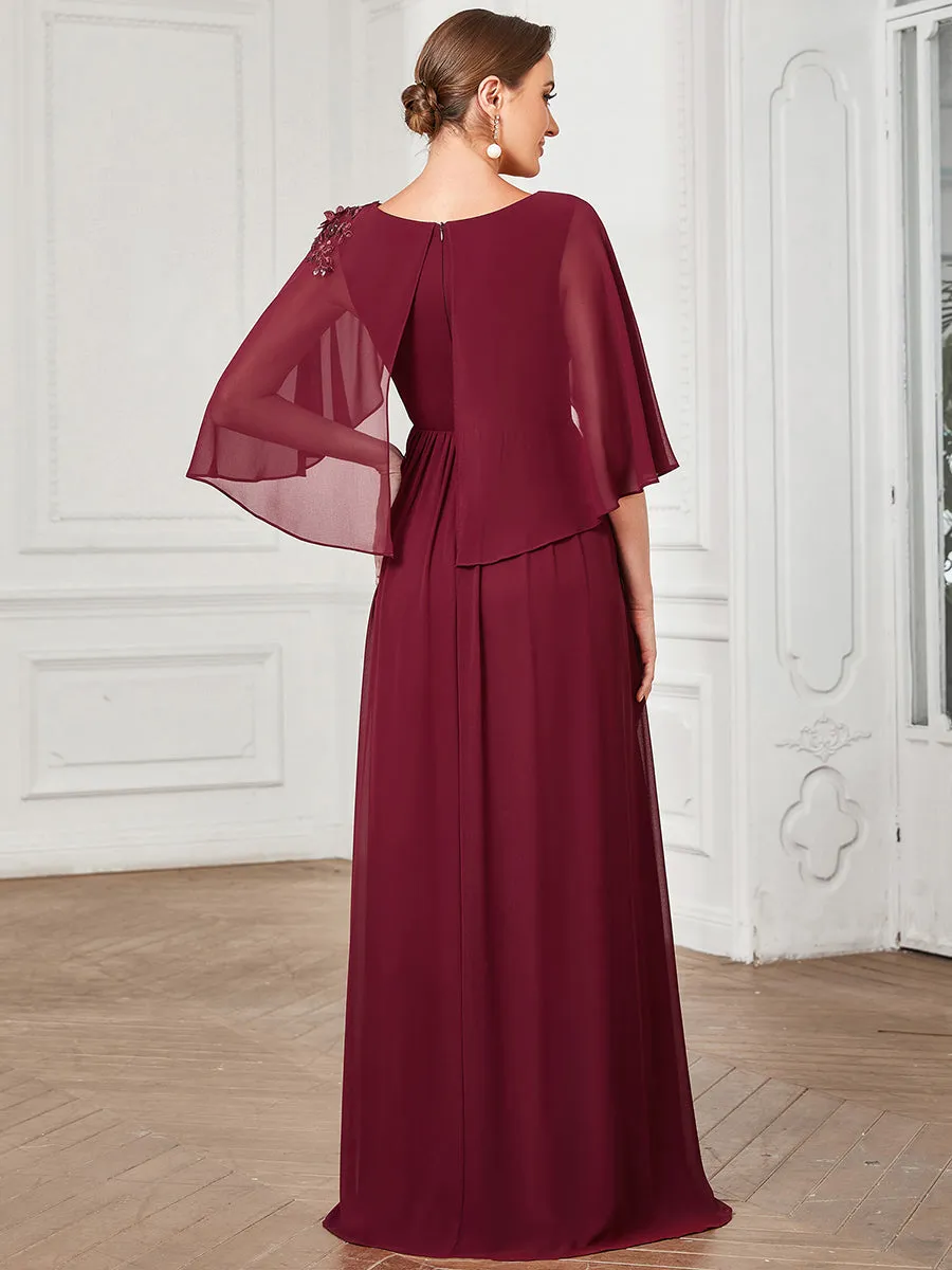 Robe Mère De La Mariée Musseline Manches Cloche Maxi