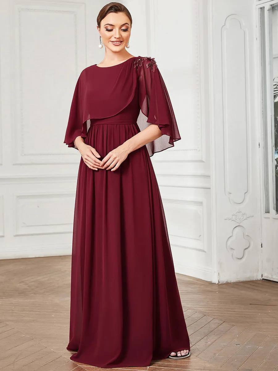 Robe Mère De La Mariée Musseline Manches Cloche Maxi