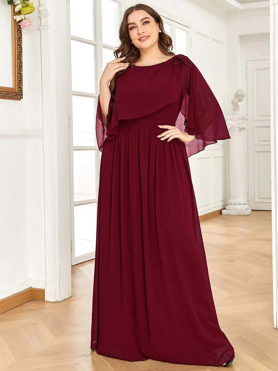 Robe Mère De La Mariée Musseline Manches Cloche Maxi