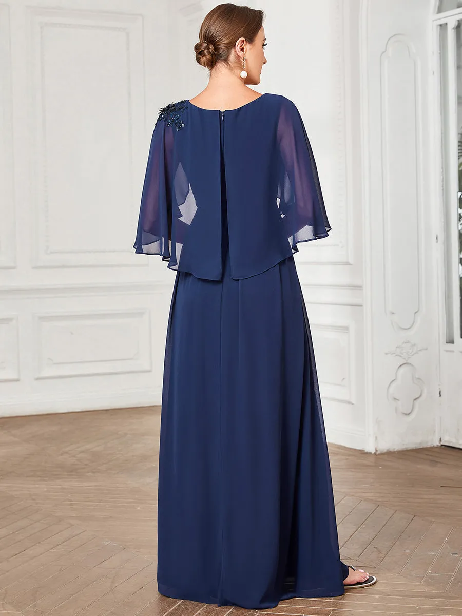 Robe Mère De La Mariée Musseline Manches Cloche Maxi