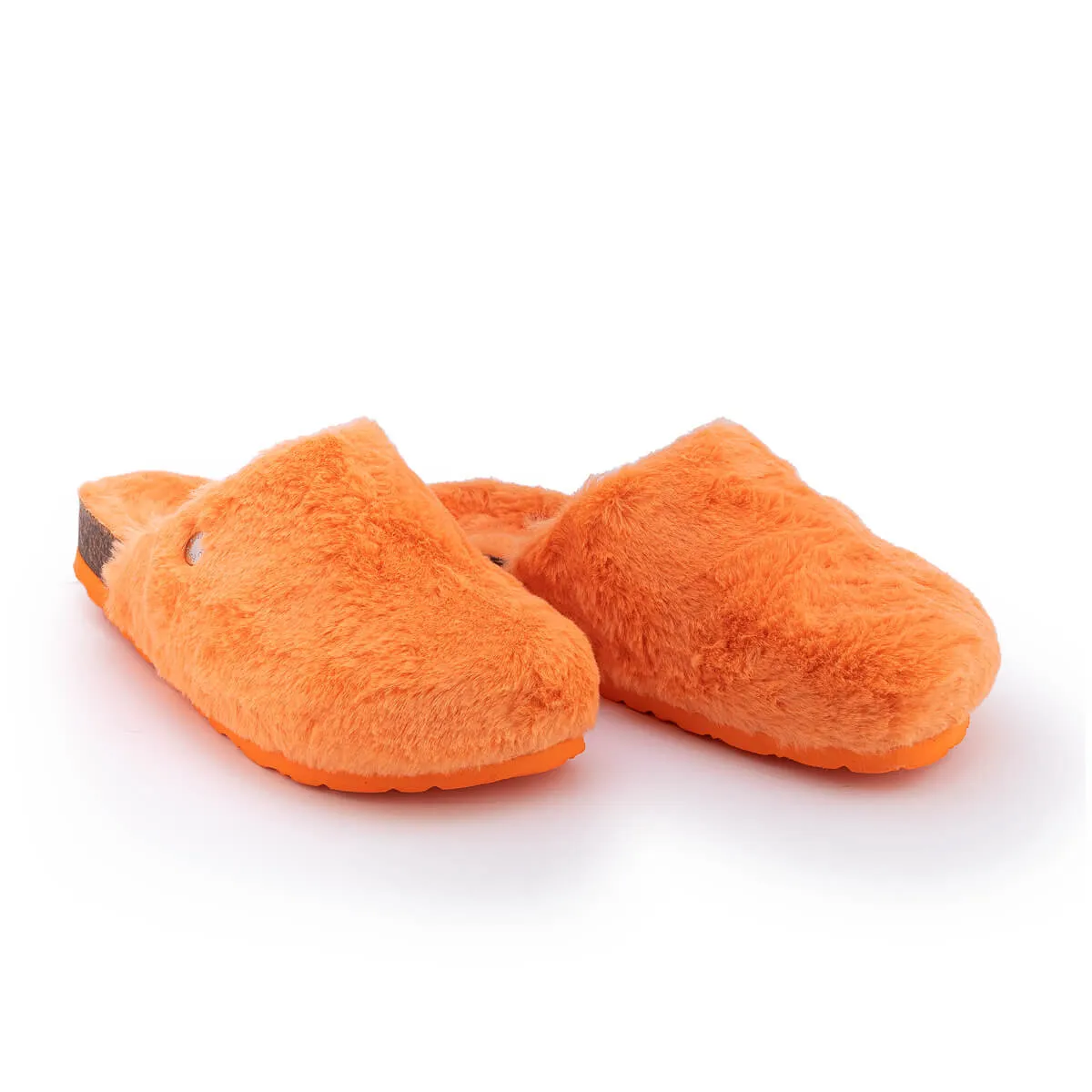 Sabots en fausse fourrure type chaussons - Orange