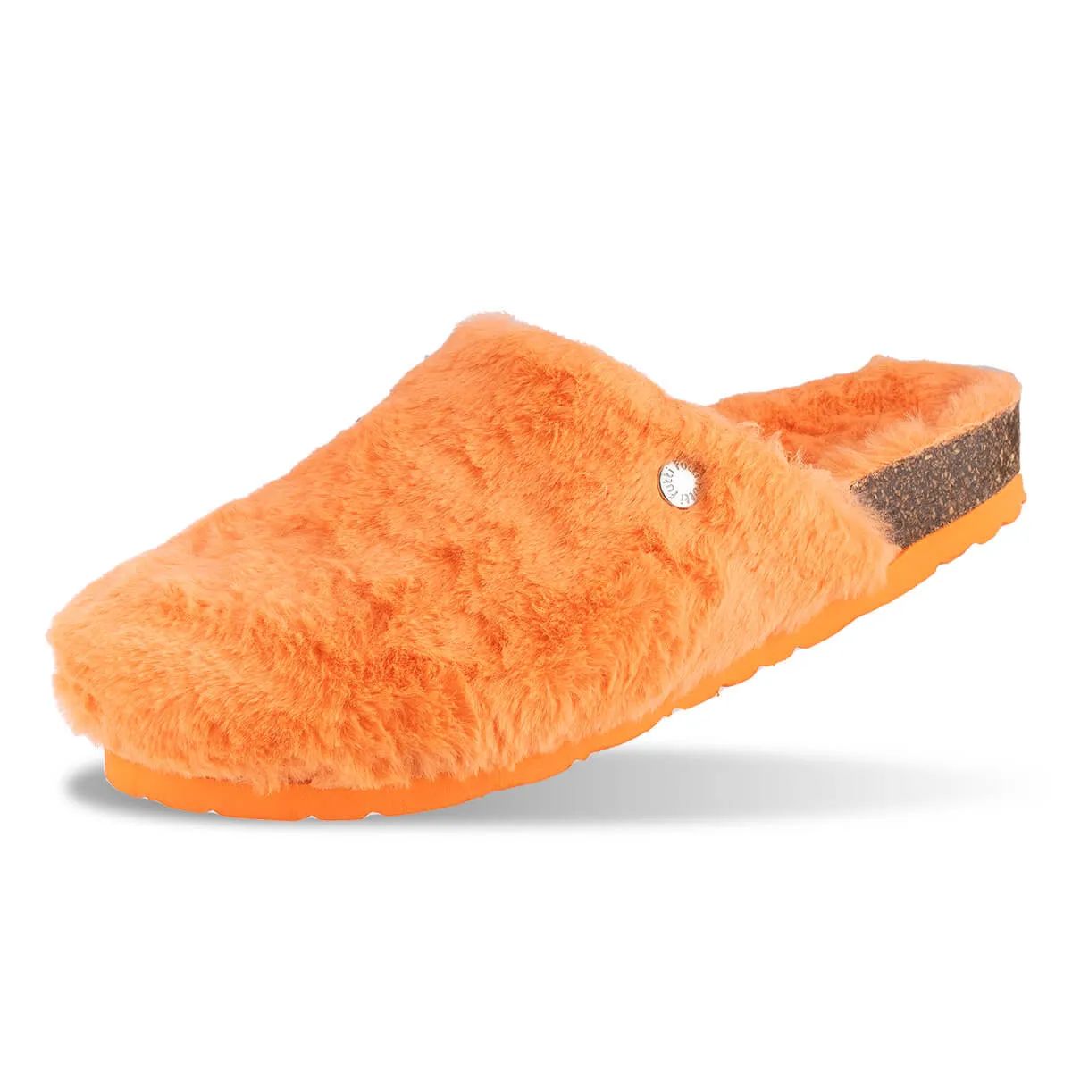 Sabots en fausse fourrure type chaussons - Orange