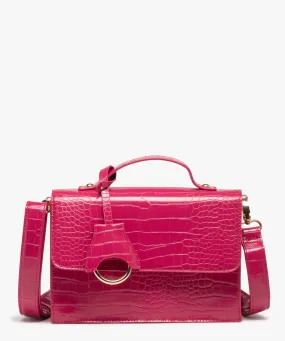 sac a main verni motif animal en relief a bandouliere amovible femme rose standard sacs a main