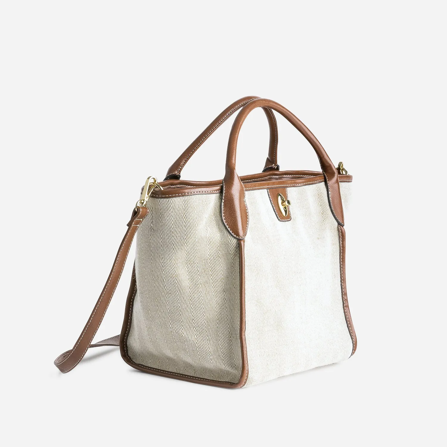 Sac à main beige esprit chevrons - Sacs à main Maroquinerie | ERAM