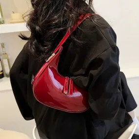 Sac à main demi-lune vintage en cuir PU pour femmes et filles, petit sac initié, sac à main hobo, sacs à main sous les ati elles