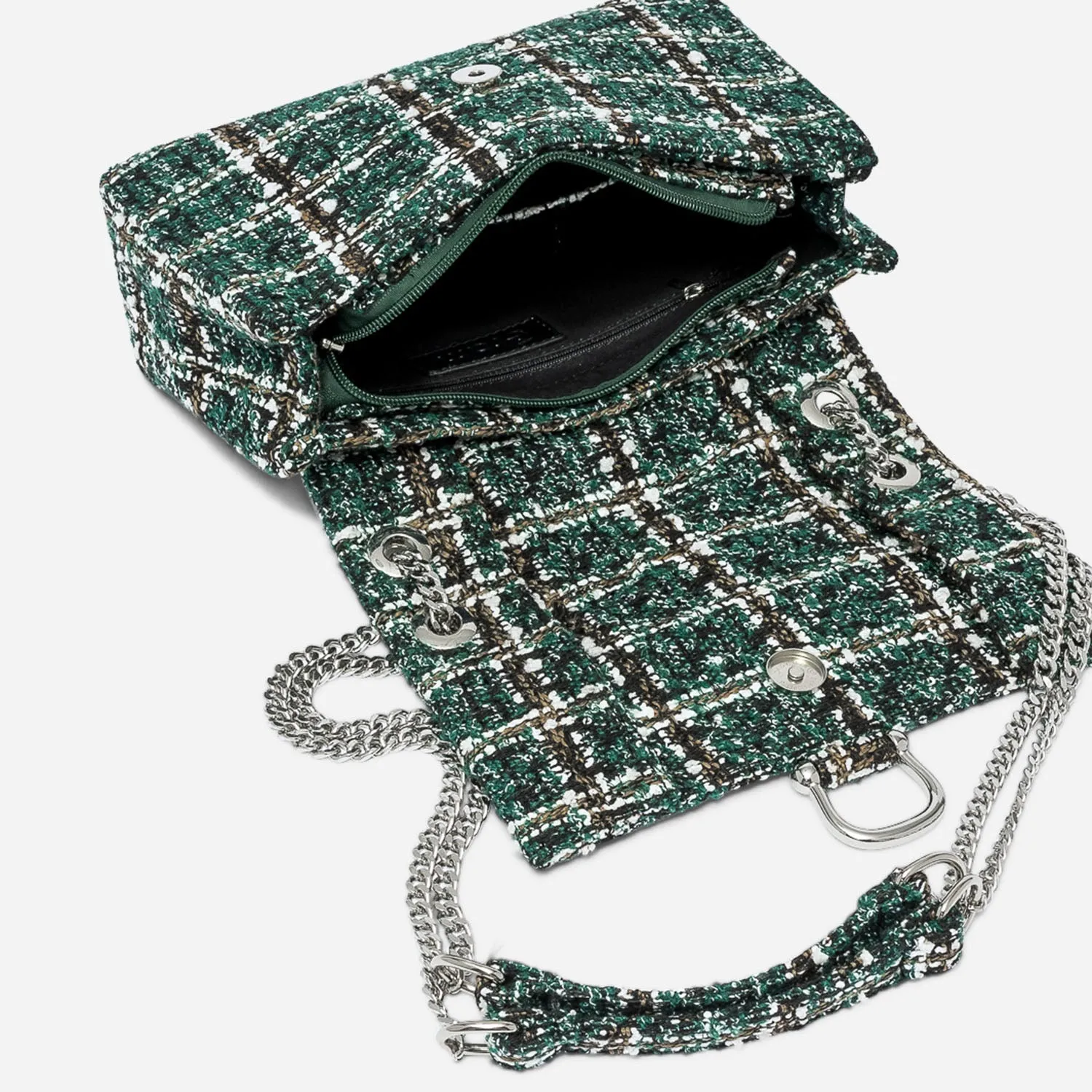 Sac à main vert à carreaux façon tweed - Sacs à main Maroquinerie | ERAM