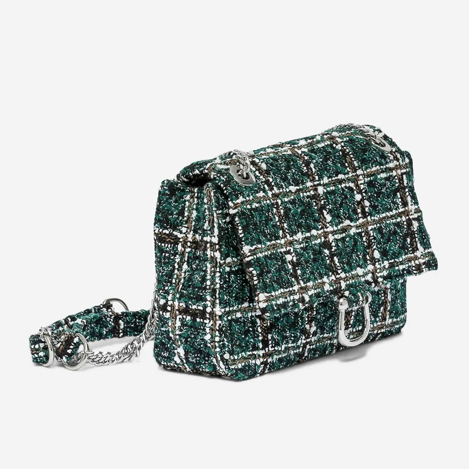 Sac à main vert à carreaux façon tweed - Sacs à main Maroquinerie | ERAM