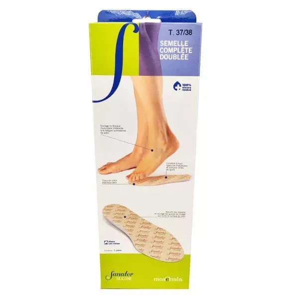 Sanator Silicone Semelle Complète Doublée Taille 37-38 1 paire