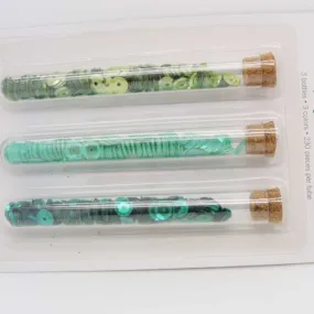 Sequins verts 3 tubes 8mm diy loisirs créatifs mercerie