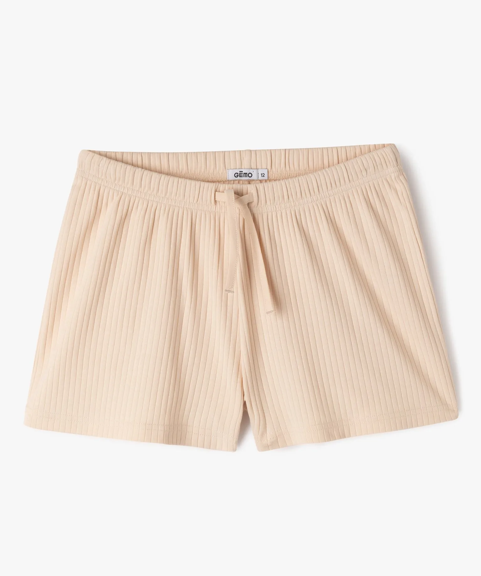 short de pyjama ample en maille cotelee fille beige