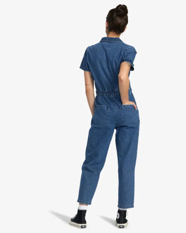 Side-Shore - recession denim jumpsuit rvca - women pantalons / salopettes - side-shore