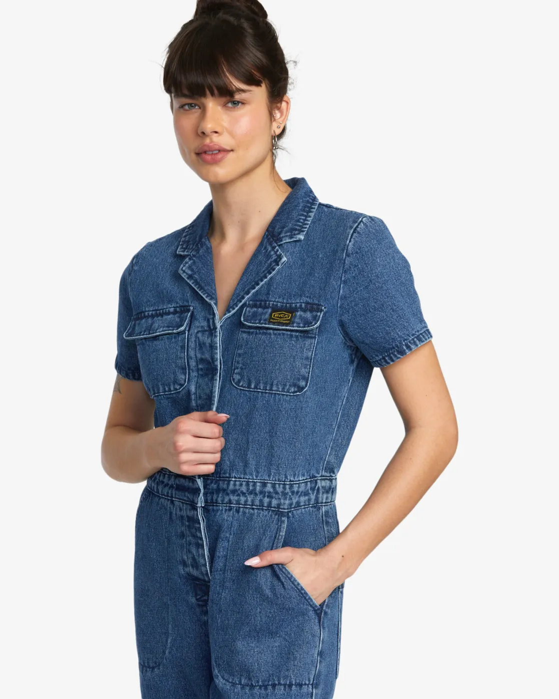 Side-Shore - recession denim jumpsuit rvca - women pantalons / salopettes - side-shore