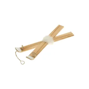 Skis bois naturel et fourrure blanche 14x40 cm