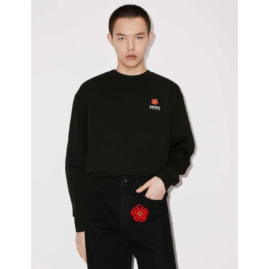 Sweatshirt Col Rond Noir Boke Flower - Kenzo pour homme