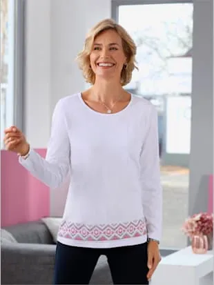 T-shirt à manches longues bordures imprimées