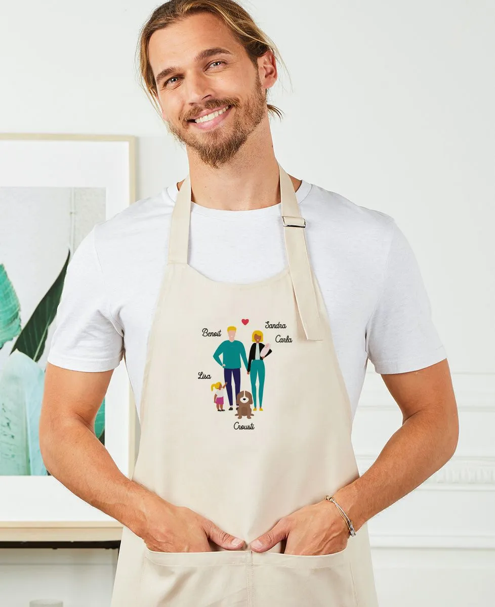Tablier à poche Famille personnalisée