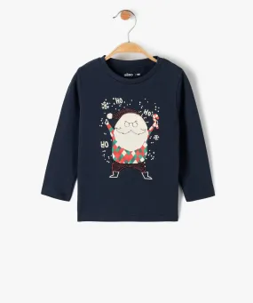 tee-shirt bebe a manches longues avec motifs de noel bleu tee-shirts manches longues