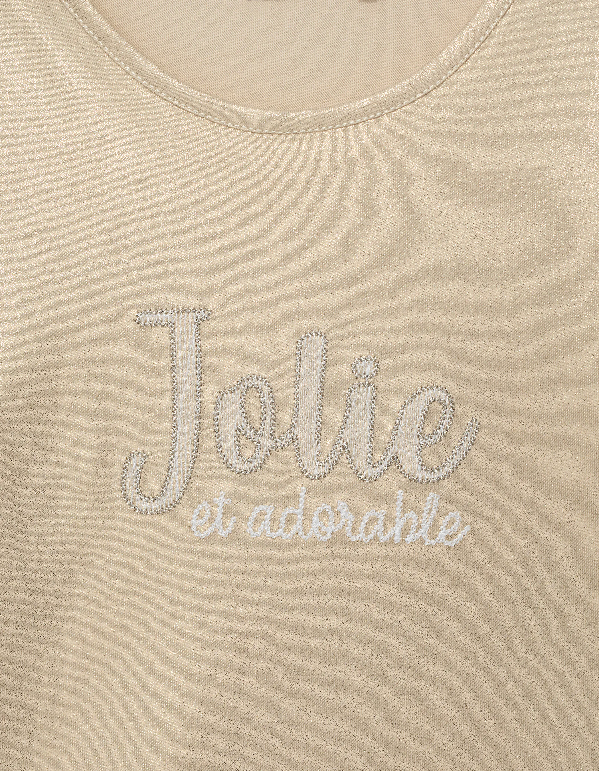 Tee-shirt doré brodé Jolie et Adorable fille