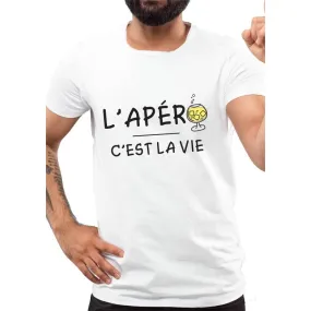 Tee-Shirt H l'apéro c'est la vie Taille S Couleur Blanc