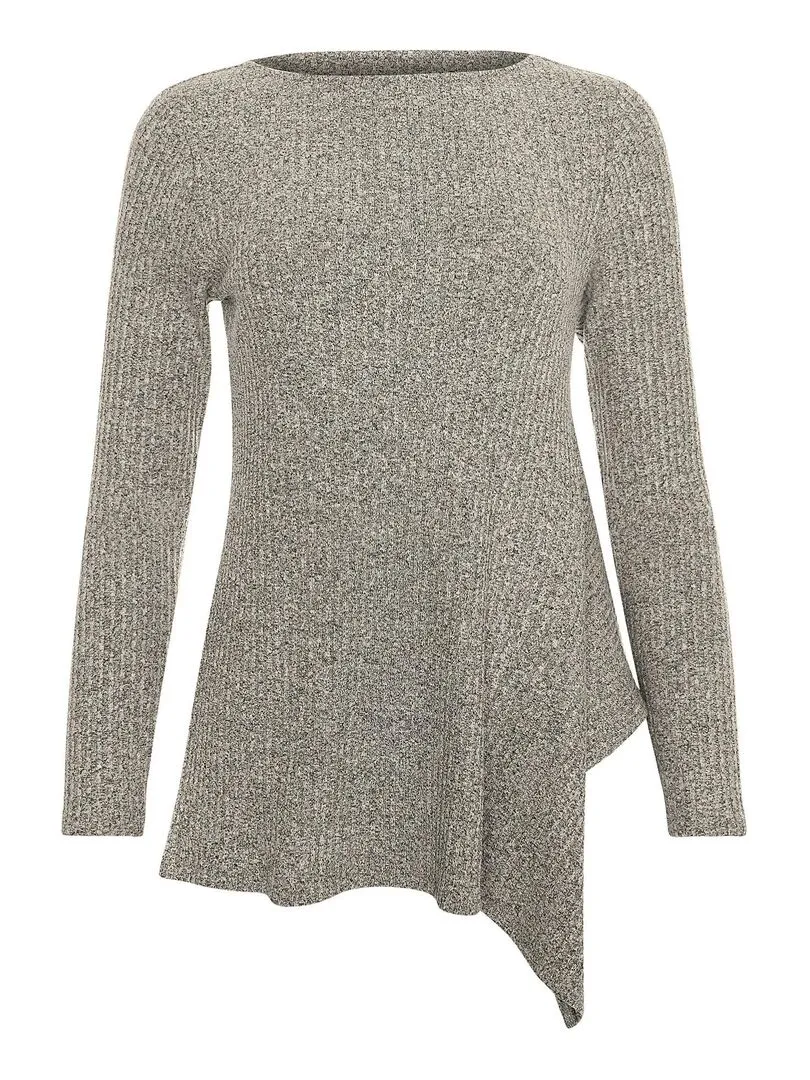 Top asymétrique manches longues Cosy - Gris