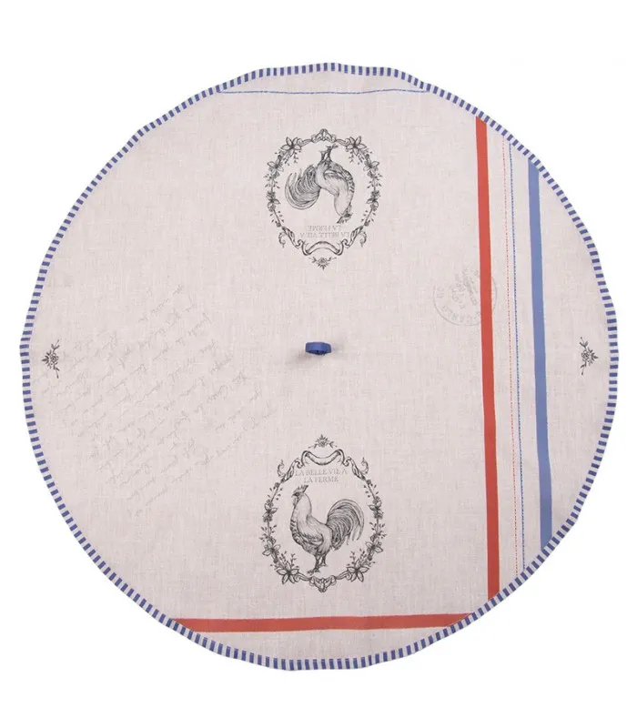 Torchon rond 100% coton beige coq 80cm