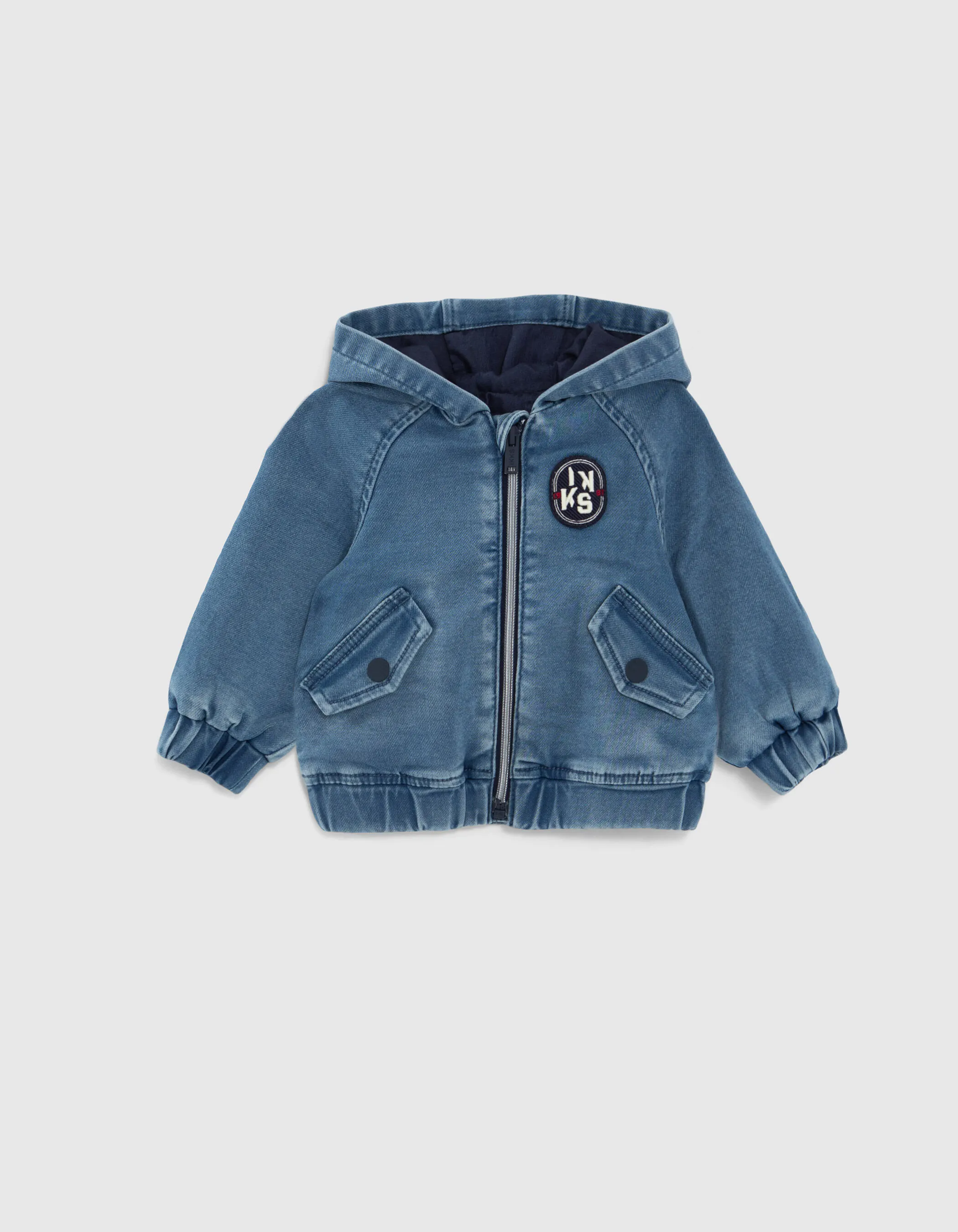 Veste en jean bleu broderie dos bébé garçon